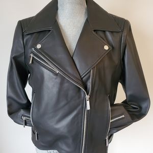 MICHAEL KORS Black genuine lamb leather with silver hardware